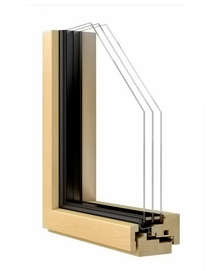 Деревянные окна HL78 со стеклопакетом